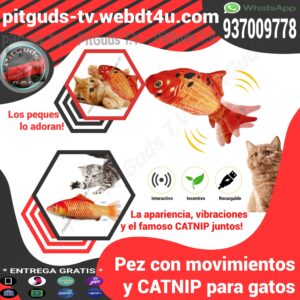 Pez USB para gatos Jueguete pezcadito para gatos jueguete interactivo para gatos CATNIP para gatos